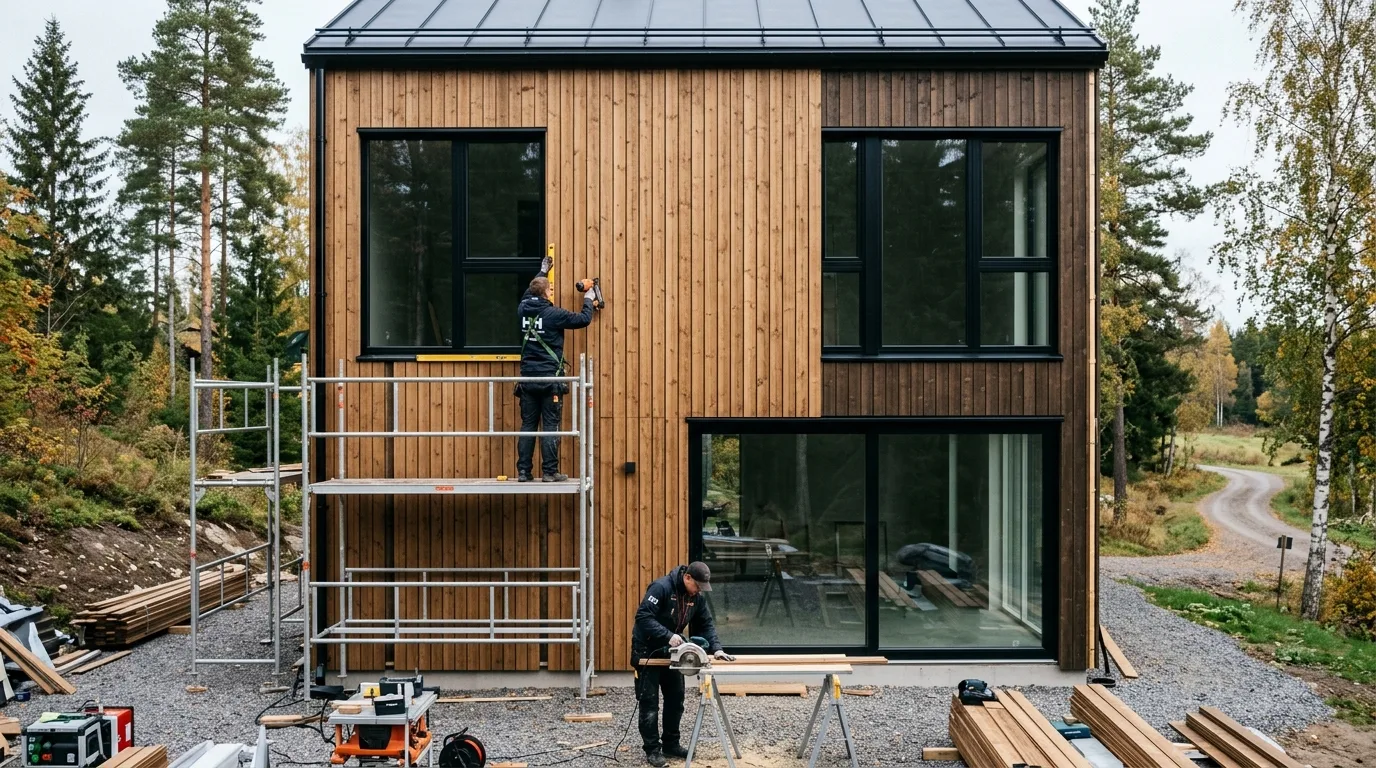 Etterisolering av yttervegg og innsetting av 3-lags lavenergivinduer